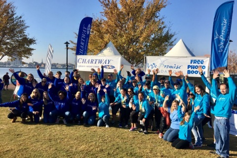 Group photo of volunteers at the We Promise Foundation & Chartway Credit Union Chartway 5K November 2016