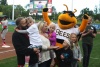 Utah Bees game — onfield presentation with Chartway and Make-A-Wish