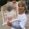 Hazel shows Make-A-Wish proclamation — Utah Bees game with Chartway and Make-A-Wish