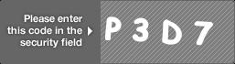 captcha code for visual authentication  letter P number 3 letter D number 7