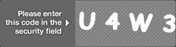 captcha code for visual authentication  letter U number 4 letter W number 3