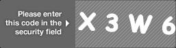 captcha code for visual authentication  letter X number 3 letter W number 6