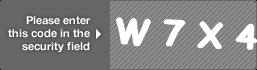 captcha code for visual authentication  letter W number 7 letter X number 4